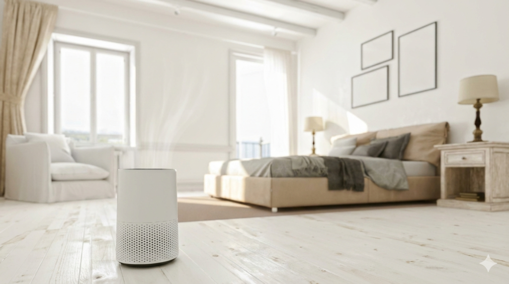 Cleaning and air quality products improving indoor air quality in a modern home