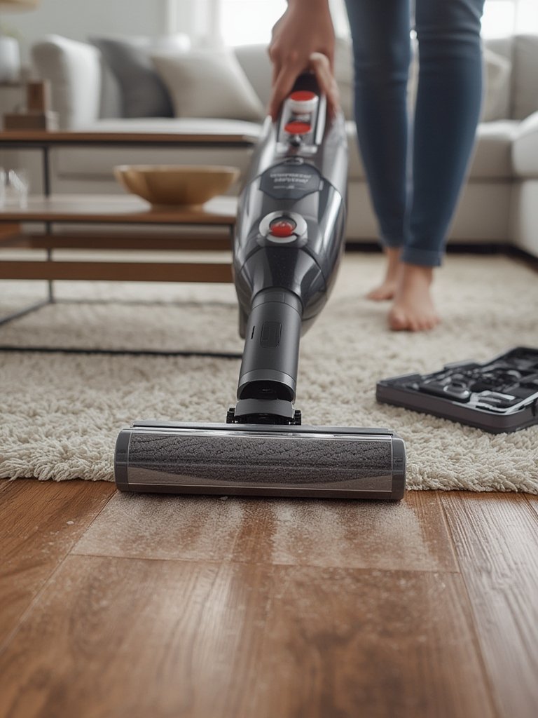 cordless vacuum in action