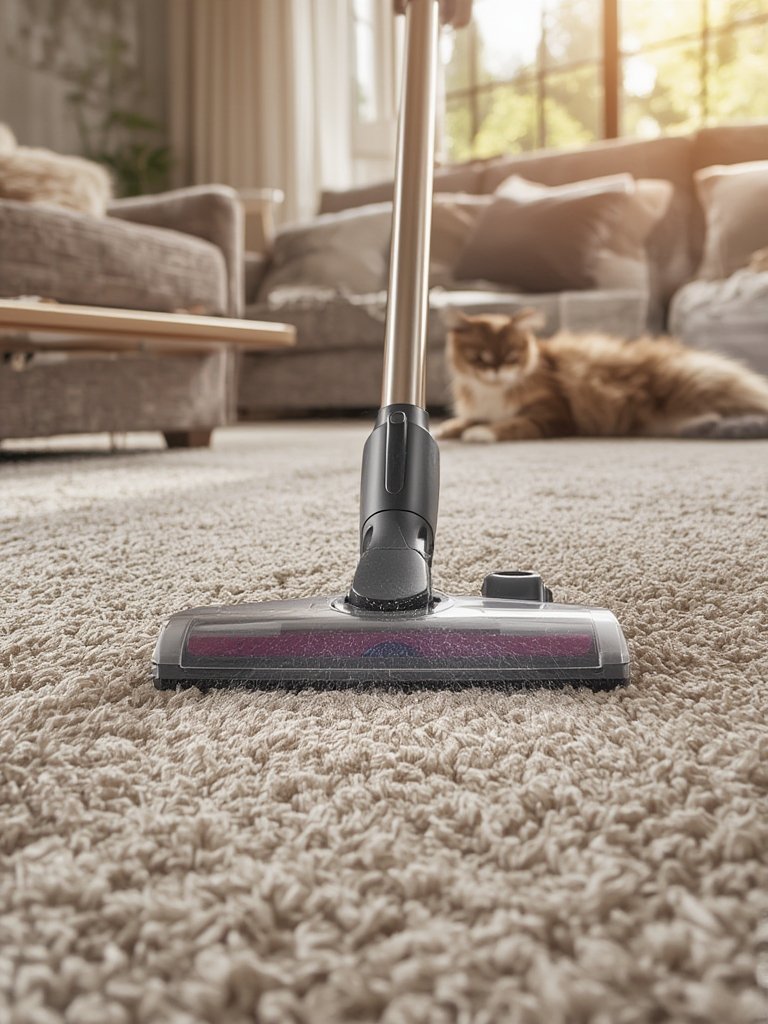 canister vacuum in action